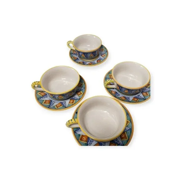 Vintage 90s Starbucks Sberna Deruta Exclusive Ceramic Cups & Saucers Set - Picture 14 of 16